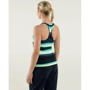 Lululemon cool racerback Navy, yellow‎ white size 4 thumbnail 2