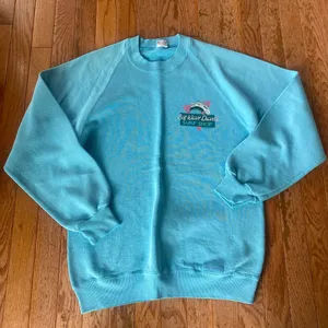 light blue white pink Big Wave Dave’s vintage surf 80’s crewneck thumbnail 1