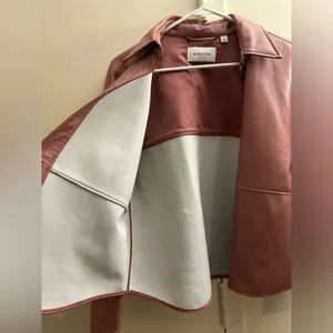 Aritzia Babaton Pelli Hip Pink Vegan Leather Jacket Small Oversized thumbnail 2