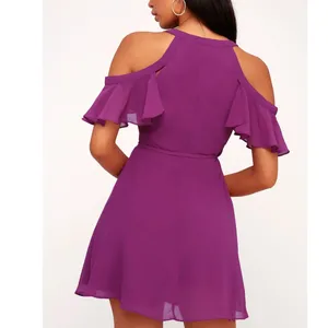 NEW Lulus Bombshell Magenta Purple Off-the-Shoulder Flirty Wrap Mini Dress XL thumbnail 4