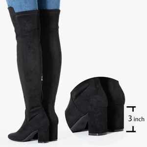 Black Faux Suede Over-the-Knee Boots thumbnail 2