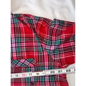 Victoria's Secret Plaid Flannel Pajama Set Size M Short Red Holiday Lurex EUC‎ thumbnail 4