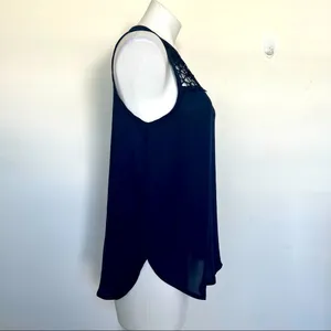𝅺Love FIRE office career lace tank top MEDIUM navy blue NWOT thumbnail 4