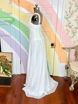💥NWT Elliatt Emi Corset Drop-Waist Sheer Maxi Dress Soft White Sz M🧡 thumbnail 6