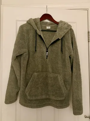 Victoria’s Secret Pink Fleece Hooded Quarter Zip in Green thumbnail 2