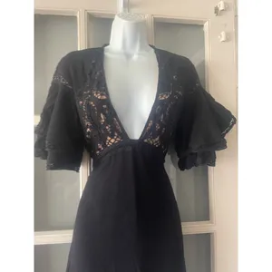 For Love and Lemons Carmine Black Lace Ruffle Sleeve Cami Mini Dress thumbnail 8