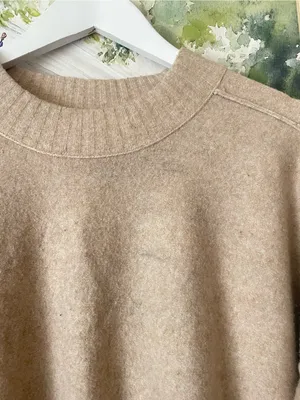 Free People Phoebe Pullover Sweater in Light Camel Heather Medium thumbnail 6