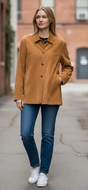 Norm Thompson Womens Brown Suede Leather Button Front Jacket‎ Size 18 Vintage thumbnail 1