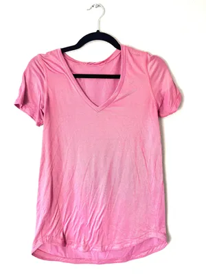 Lululemon Pink Shimmer What The Sport Tee Size Medium thumbnail 2