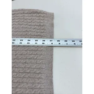 Heather Brown Cashmere Cable Knit V-Neck Sweater Taupe Lands' End L 14-16 thumbnail 8