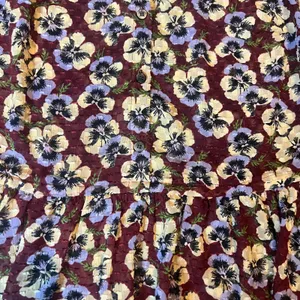 Madewell Floral Print Long Sleeve Peasant Top‎ Burgundy Pansy Motif Size Small thumbnail 2