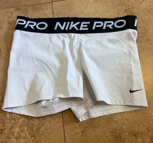Nike Pro White Women's Compression Bike Shorts with Black Branded Waistband thumbnail 1