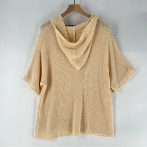 Driftwood Daydreams Hooded Short Sleeve‎ Dolman Oversized Open Knit Sweater L thumbnail 10