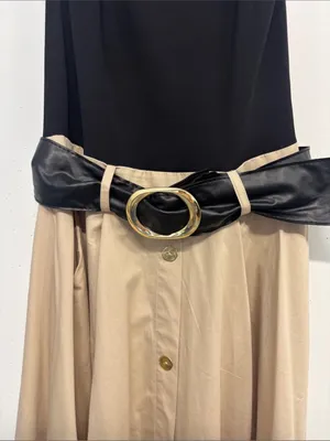 Zara Black & Cream Sleeveless Maxi Dress with Gloss Belt thumbnail 3