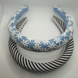 Nordstrom 2Pk Mini Puff Floral & Stripes Headband Set thumbnail 1