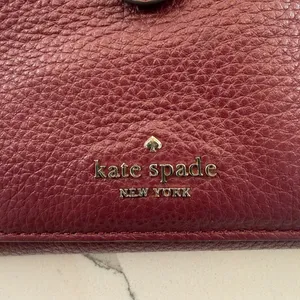 Kate Spade Burgundy Pebbled Leather Wristlet Wallet thumbnail 7
