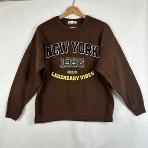 Buch and Stone New York 1996 Legendary‎ Vibes Brown Sweatshirt Crewneck Women L thumbnail 2