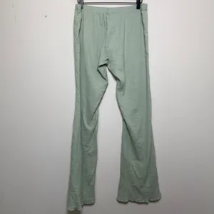 Free‎ People Women Cotton Pants Medium Sage Green Flare Lettuce Edge Gauze thumbnail 6
