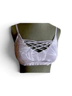 Fabletics Lenni sports bra floral gray adjustable straps size large thumbnail 3