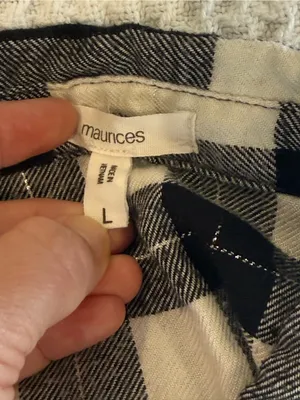 Maurices Black White Plaid Flannel Button Down Shirt Large thumbnail 6