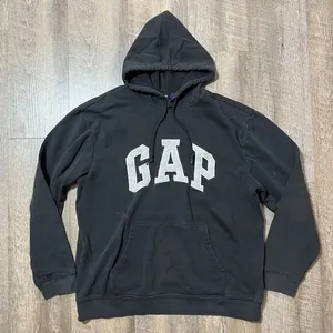 Vintage Y2k‎ GAP Big Spell out Embroidered Black Hoodie Pullover Womens XL thumbnail 1