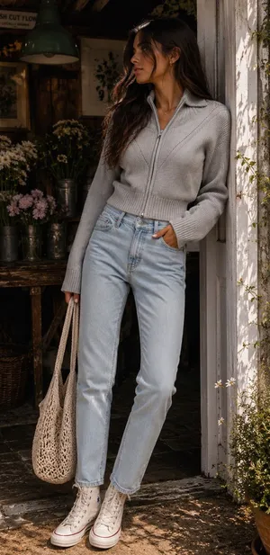 Aerie American Eagle Offline Knitted Cropped Sweater Small thumbnail 1