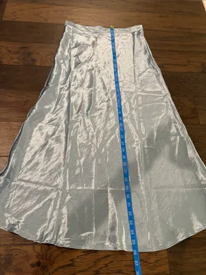 New Without Tags Double Zero Blue Satin Slip Skirt Sz M thumbnail 3