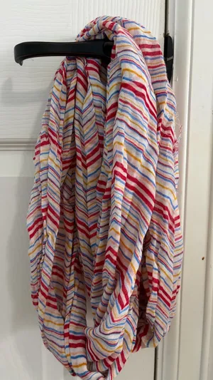 Colorful Striped Infinity Scarf Red thumbnail 1