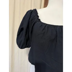 Abercrombie & Fitch Womens Crop Top Size S Black Linen Cotton Off The Shoulder‎ thumbnail 8