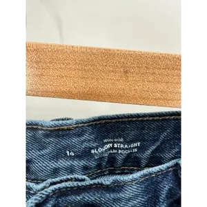 Old Navy Womens High‎ Rise Slouchy Straight Jeans 14 Blue Distressed Button Fly thumbnail 6