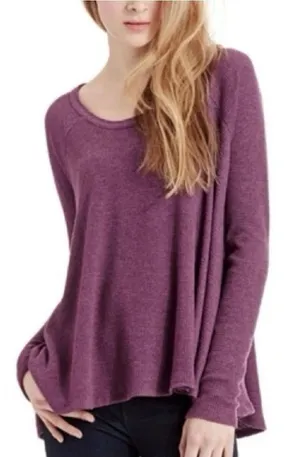 Free People We The Free Women’s Medium Purple Waffle Knit Thermal Top thumbnail 1