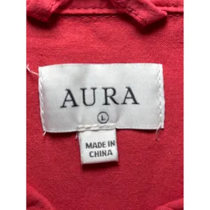 Aura Oversized Shirt Dress Large Rust Red Linen Cotton‎ Pleated Boho Tunic thumbnail 6