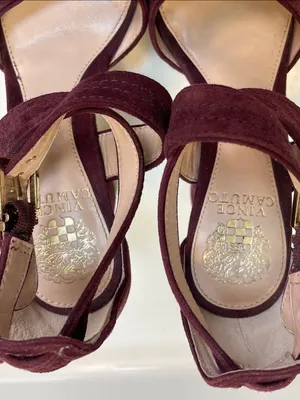 Vince Camuto Women’s Shayla Suede Leather Burgundy Crossover Straps Heels thumbnail 8