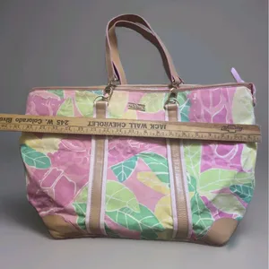 Vintage Lilly Pulitzer Giraffe Print Canvas Tote Bag Pink Zip Top Travel READ thumbnail 9
