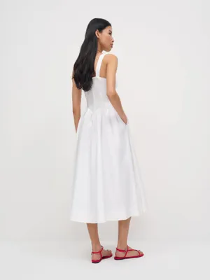 Reformation Balia Linen Dress White 4 thumbnail 3