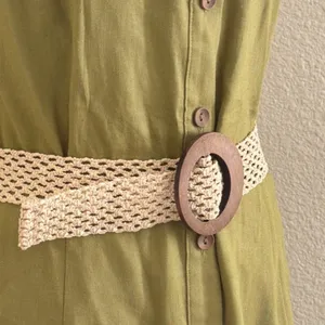 Zara Khaki Midi Dress with Woven Belt thumbnail 3