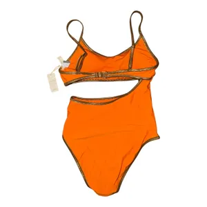 Aerie‎ Orange/Gold One Piece Cutout Swimsuit, Small thumbnail 3