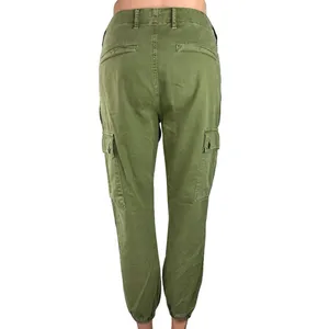 Zara Women's Green High Rise Cuff Hem Tapered Relaxed Ankle Cargo Pants Size 2 thumbnail 3