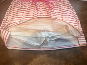 Fisoew Striped 2-Piece Knit Set Large Pink/White Collared Top Drawstring Skort thumbnail 7