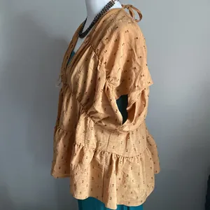 ASOS Sleeveless Front and Back V-Neck Cut Out Tiered Bohemian Textured Blouse thumbnail 3