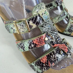 Vionic Radia Colorful‎ Snakeskin Print Strappy Slip On Wedge Heel Sandals Size 8 thumbnail 3