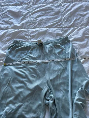 Calvin Klein light cloud blue lounge wear luxury relaxed wide pants large NWT thumbnail 13