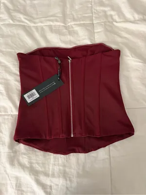 White Fox Boutique Burgundy Strapless Bustier Top thumbnail 2