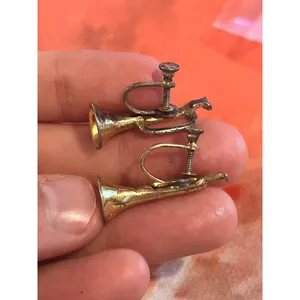 B242 earrings gold tone tarnished fashion repair scrap thumbnail 7