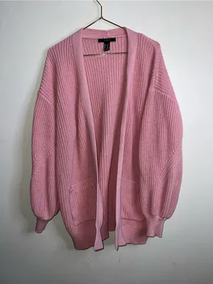 Forever 21 Pink 100% Cotton Open-Front Knit Cardigan thumbnail 1