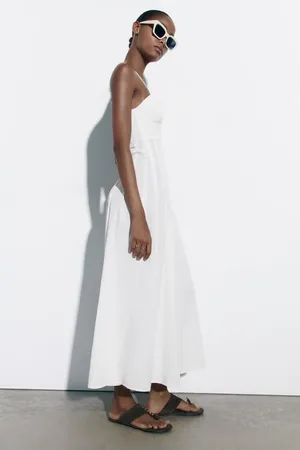 ZARA dress maxi corset style bohemian white summer vacation thumbnail 6