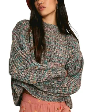 Urban Outfitters Casey Mock Neck Sweater S Multicolor Marled Relaxed Cozy Chic thumbnail 1