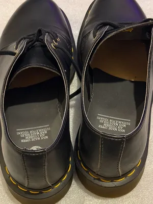 Dr. Martens Vegan 1461 Oxford Black Leather Lace-Up Shoes with Yellow Stitching thumbnail 10