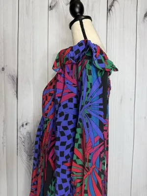 Oddi Zoe Floral Tropical Leaves Dress Size L Smocked Back Long Sleeve NWT thumbnail 12