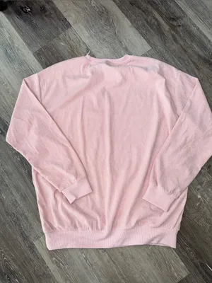 SHEIN Pink Corded Crewneck Sweatshirt with White Graphic thumbnail 3